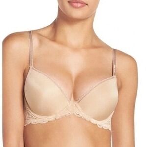 Calvin Klein Convertible Underwire Demi Bra Womens 32DDD Nude Stretch Lace Trim